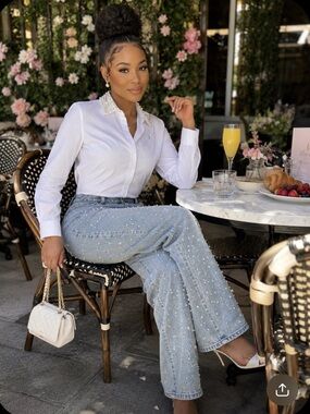 Wide Leg Pearl Jeans